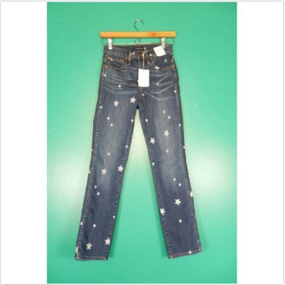 J. CREW VINTAGE STRAIGHT STAR PRINT DENIM JEANS - Picture 5 of 7